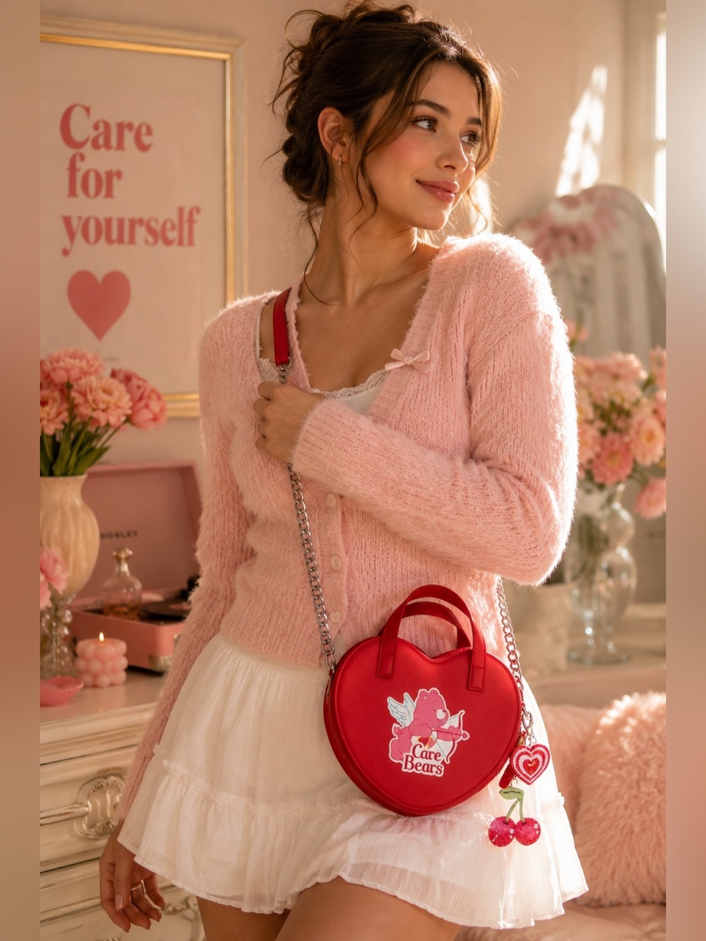 NWT Care Bears x Skinnydip London Heart Crossbody Bag with Cherry Charm